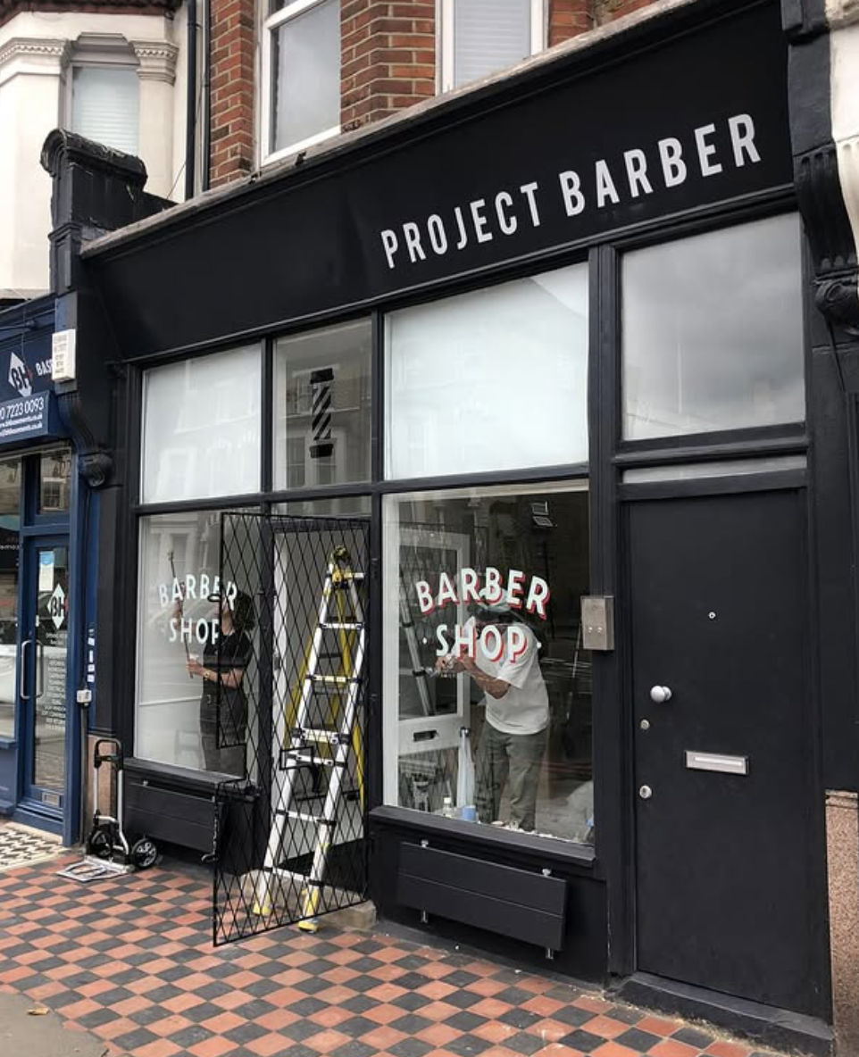 Project Barber storefront in Battersea, London